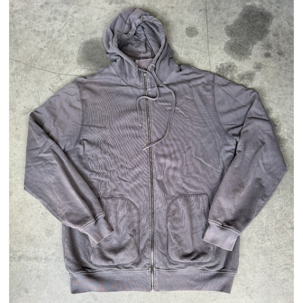 Aether Hoodie Mens Large Gray Full Zip Cotton Blend Sweatshirt Hooded Minor Flaw